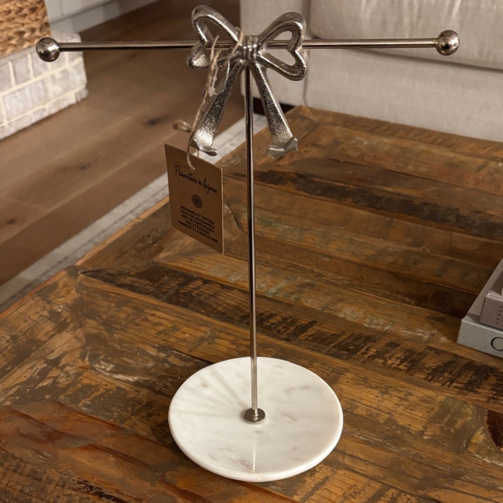 Silver Jewelry Holder with Marble Base